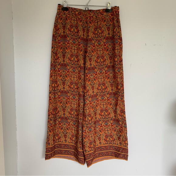 ZARA ORANGE PAISLEY FLOWY PANTS - Picture 2 of 9